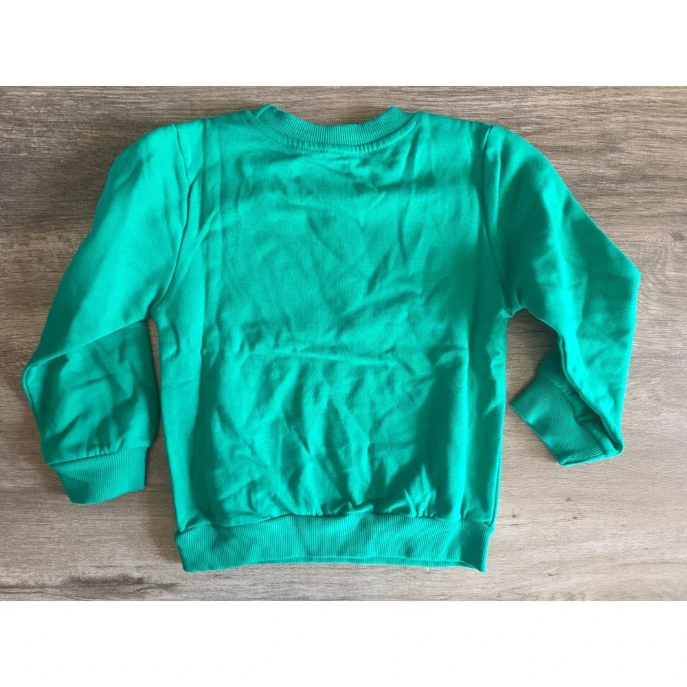Kids Christmas Santa Claus Sleigh Green Graphic Crewneck Sweatshirt 4T Holiday